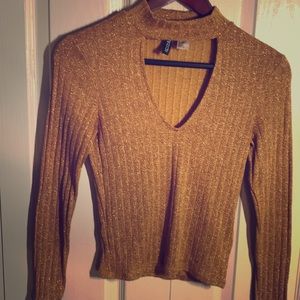 Sparkly Gold long sleeve crop top